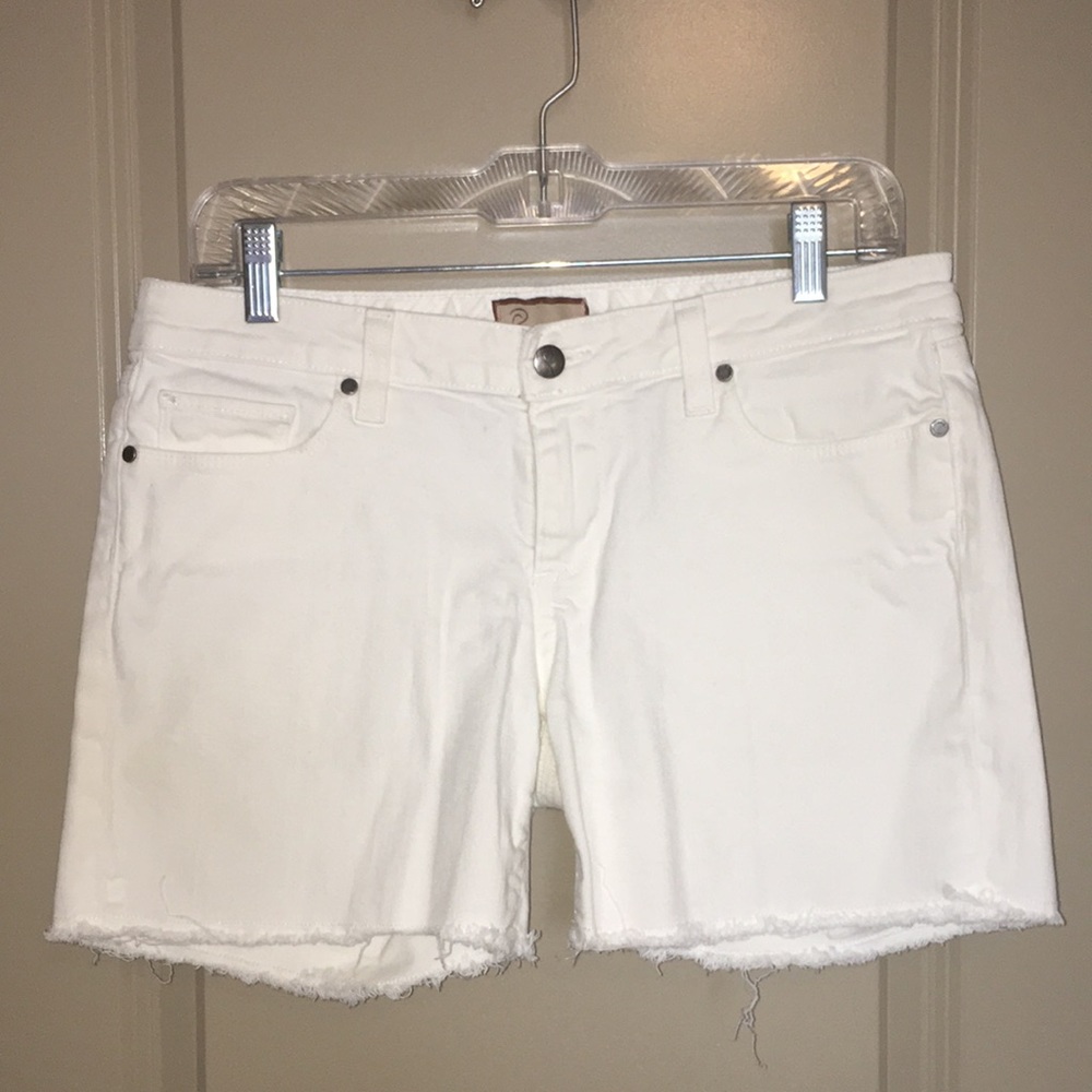 Paige white denim cut-off shorts